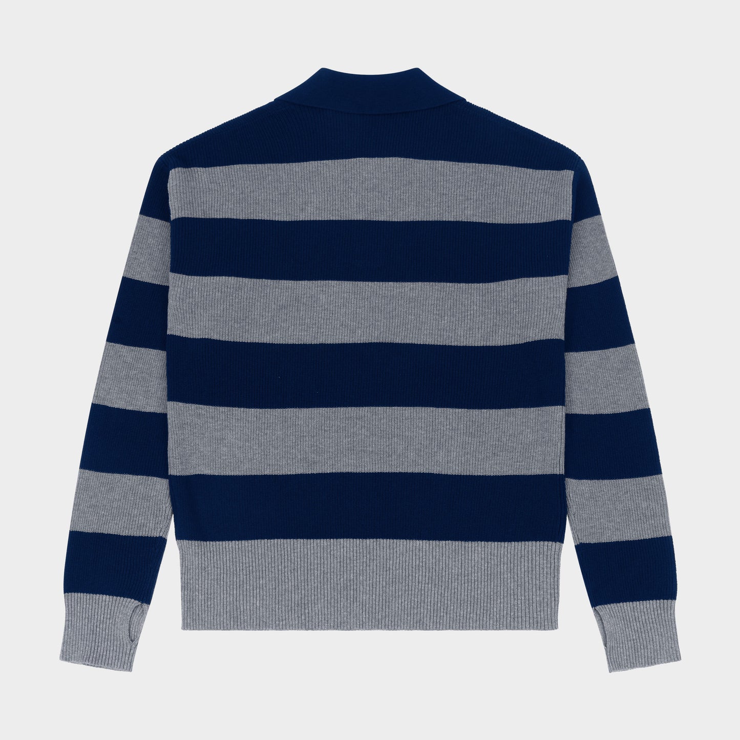AOLP Striped Rugby Polo Pullover Navy