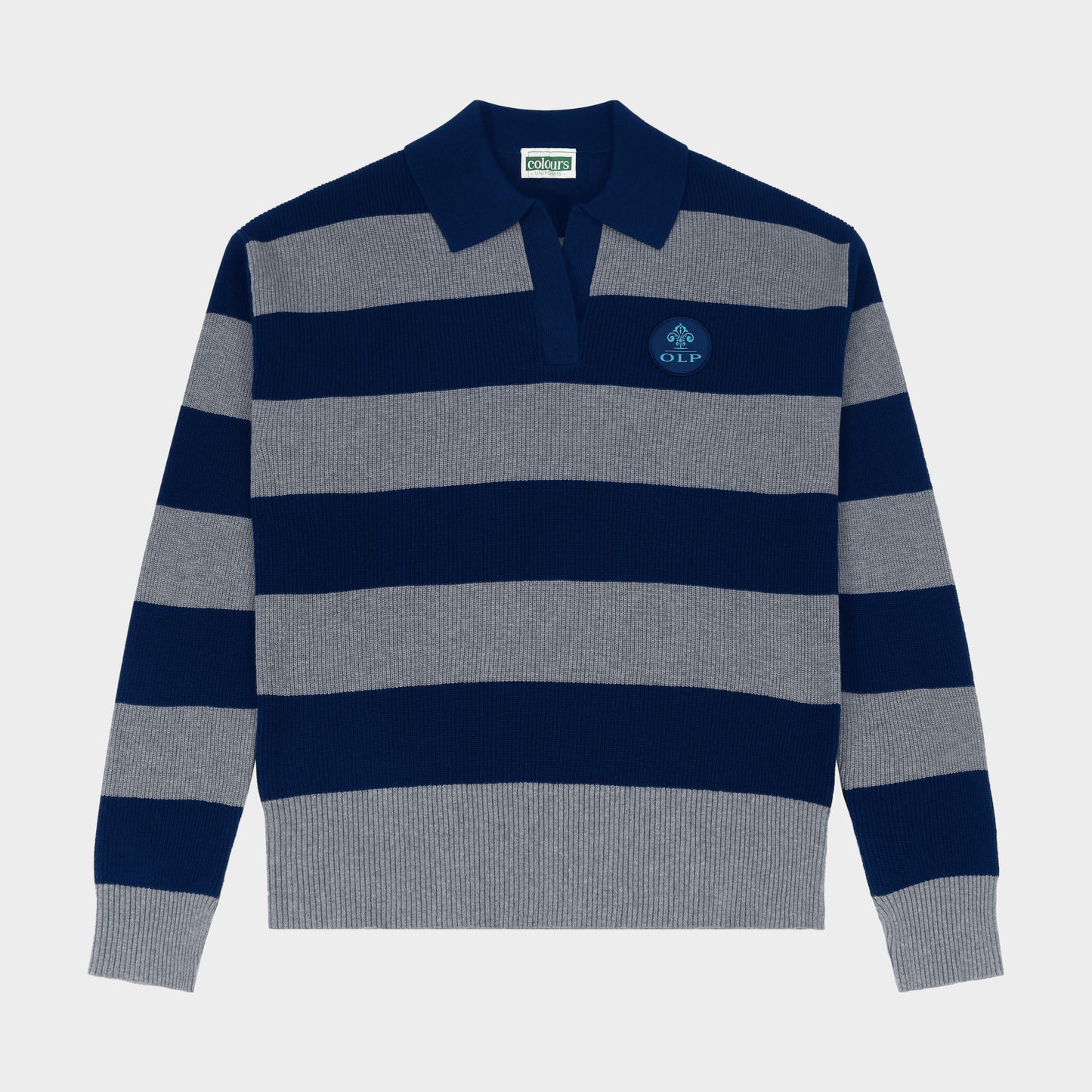 AOLP Striped Rugby Polo Pullover Navy