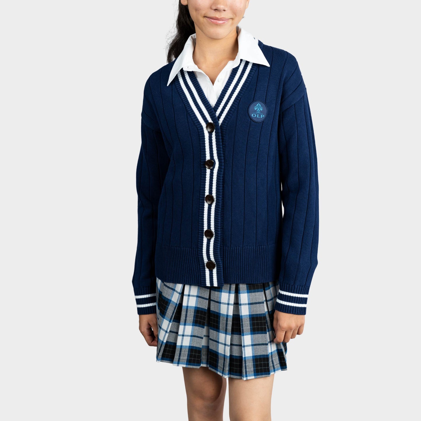 AOLP Letterman V-Neck Cardigan Navy