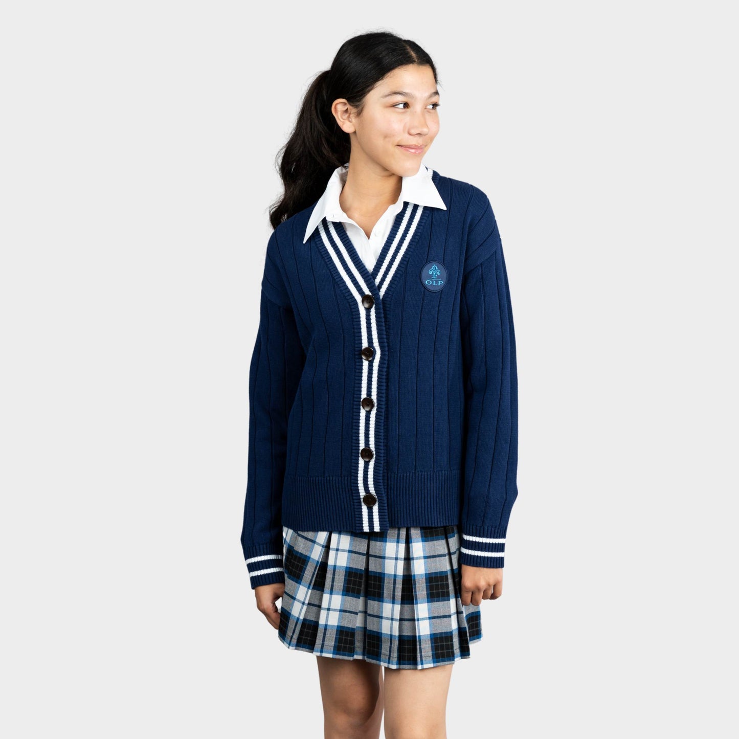 AOLP Letterman V-Neck Cardigan Navy