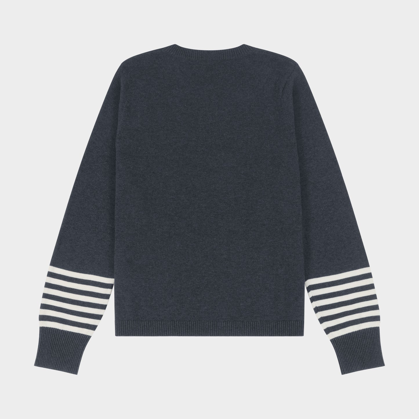 AOLP Crew Neck Pullover with Striped Sleeves Charcoal