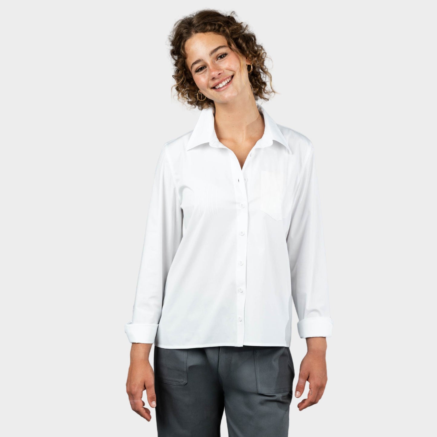 Archer Long Sleeve Button Down Shirt White