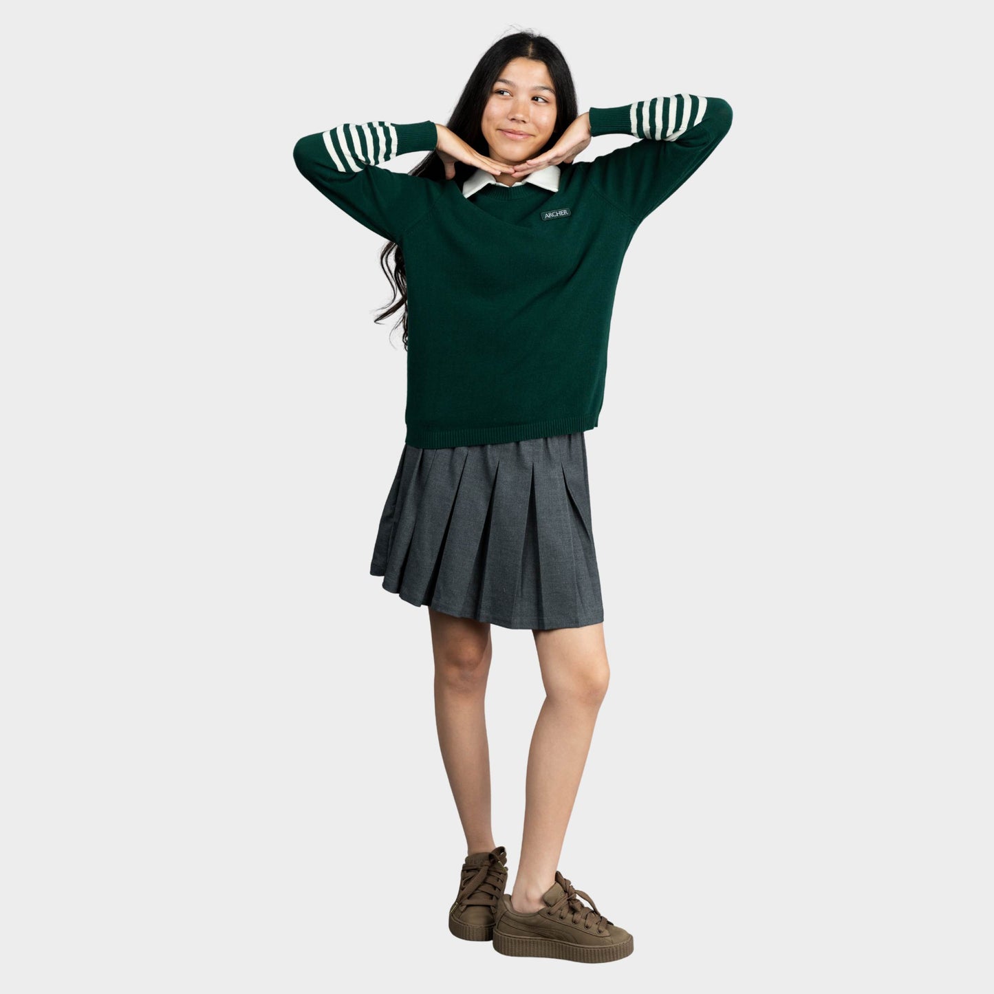 Archer Pleated Skirt with Bike Shorts Charcoal