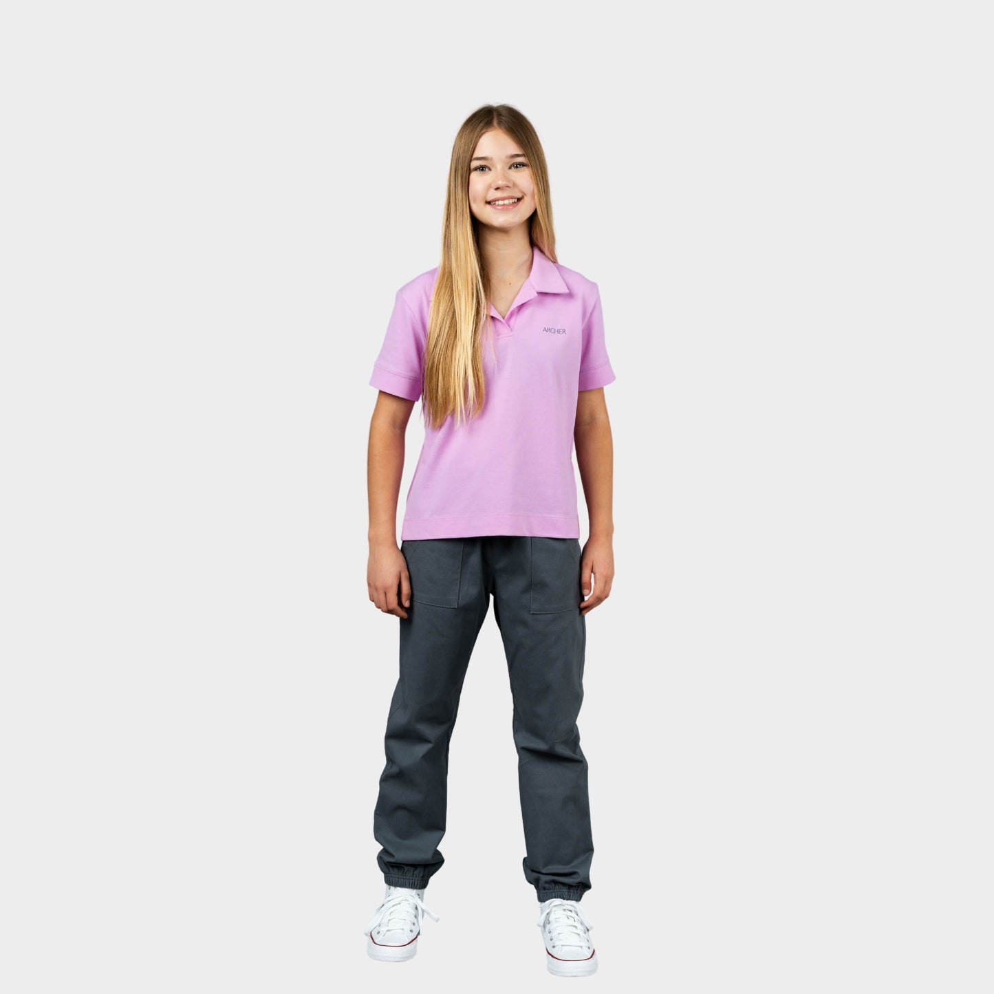Archer Breezy Boxy Short Sleeve Polo Pink