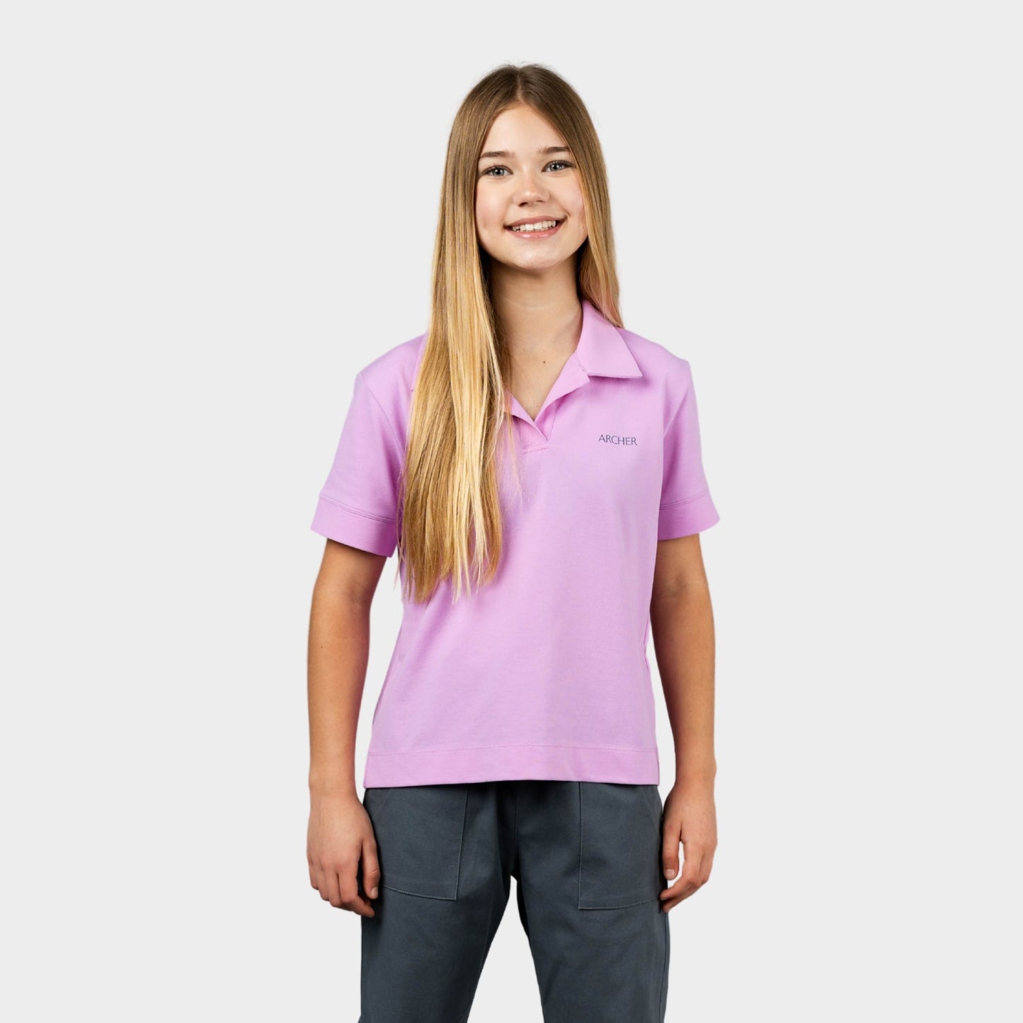 Archer Breezy Boxy Short Sleeve Polo Pink
