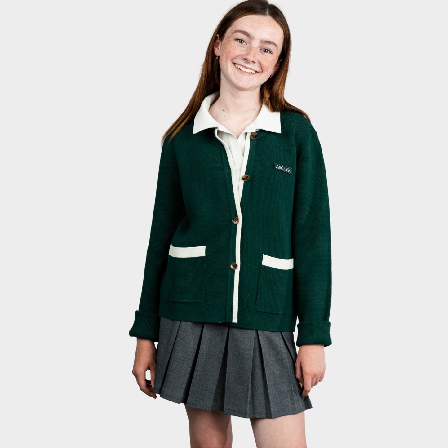 Archer Classic Crew Cardigan Green