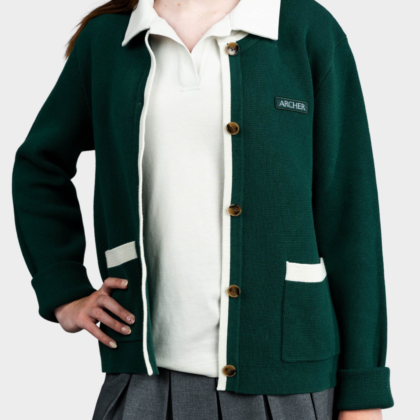 Archer Classic Crew Cardigan Green
