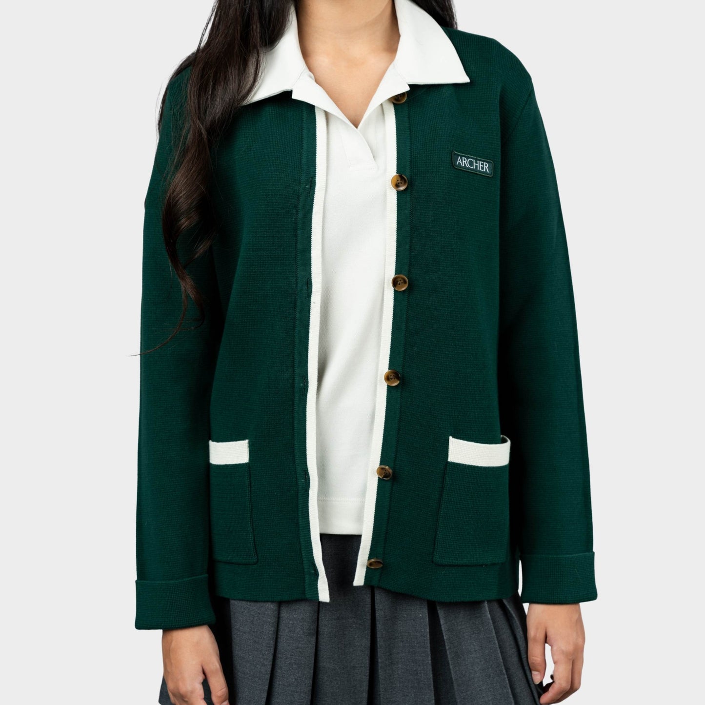 Archer Classic Crew Cardigan Green