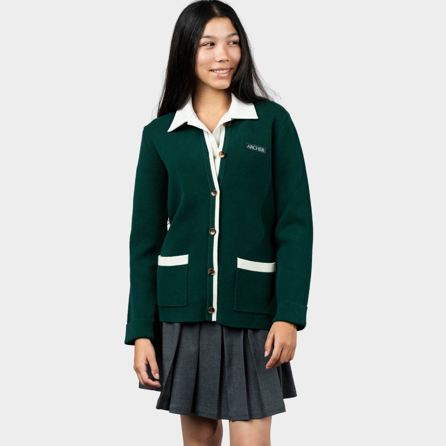 Archer Classic Crew Cardigan Green