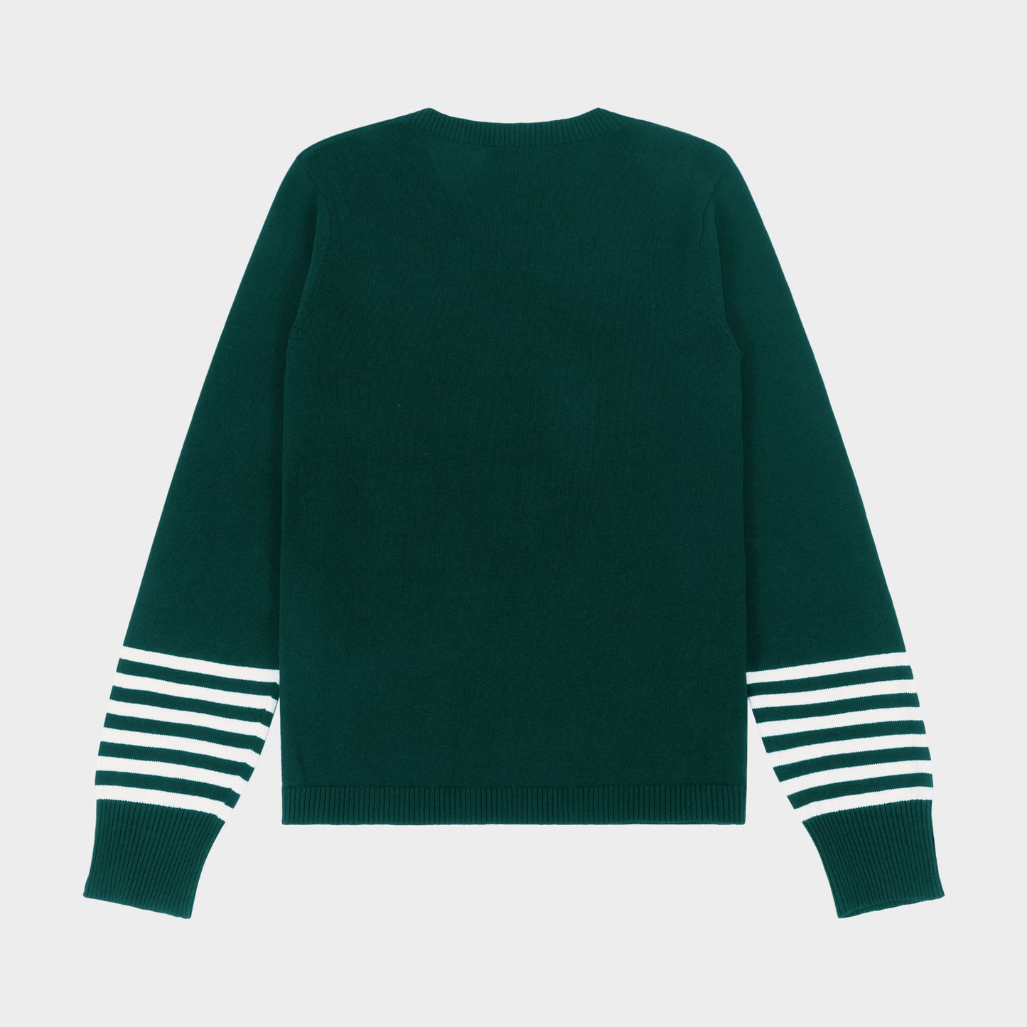 Archer Crew Neck Pullover with Striped Sleeves Green