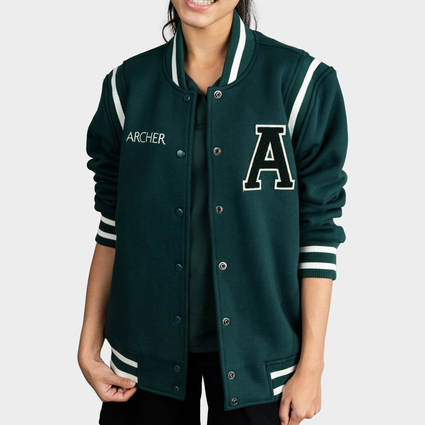 Archer Fleece Varsity Jacket Green