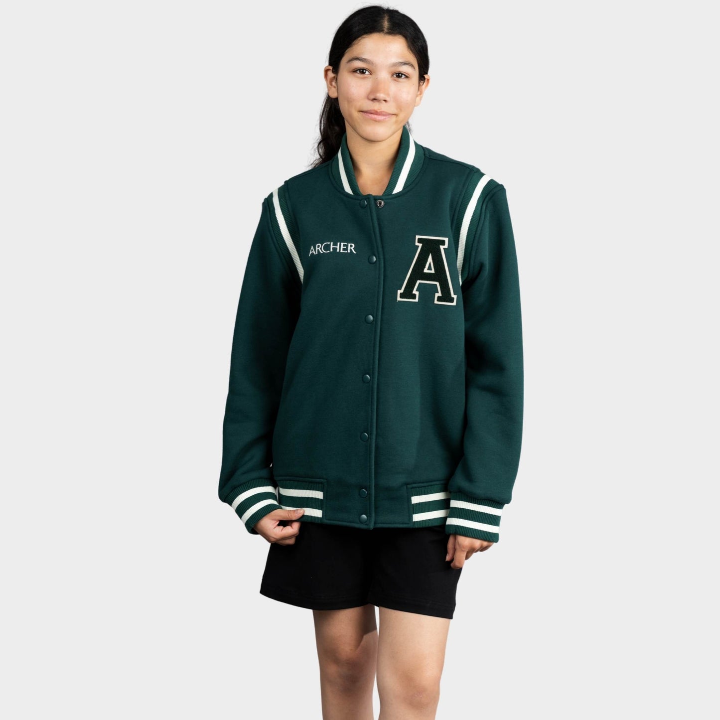 Archer Fleece Varsity Jacket Green