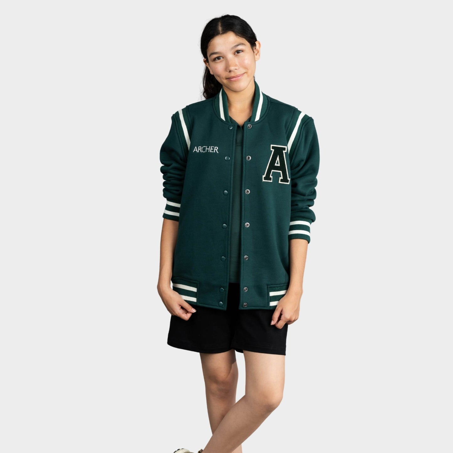 Archer Fleece Varsity Jacket Green