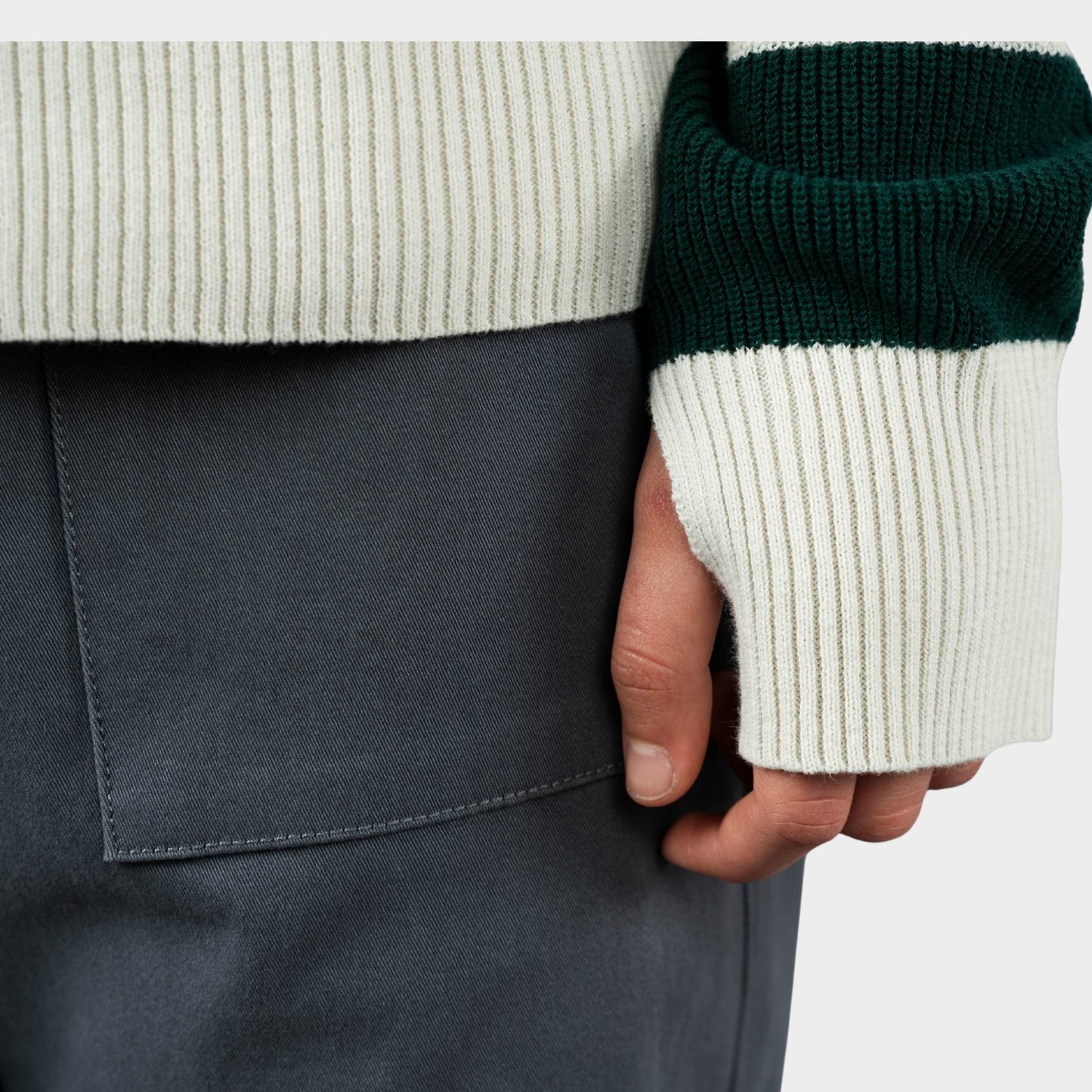 Archer Striped Rugby Polo Pullover Green