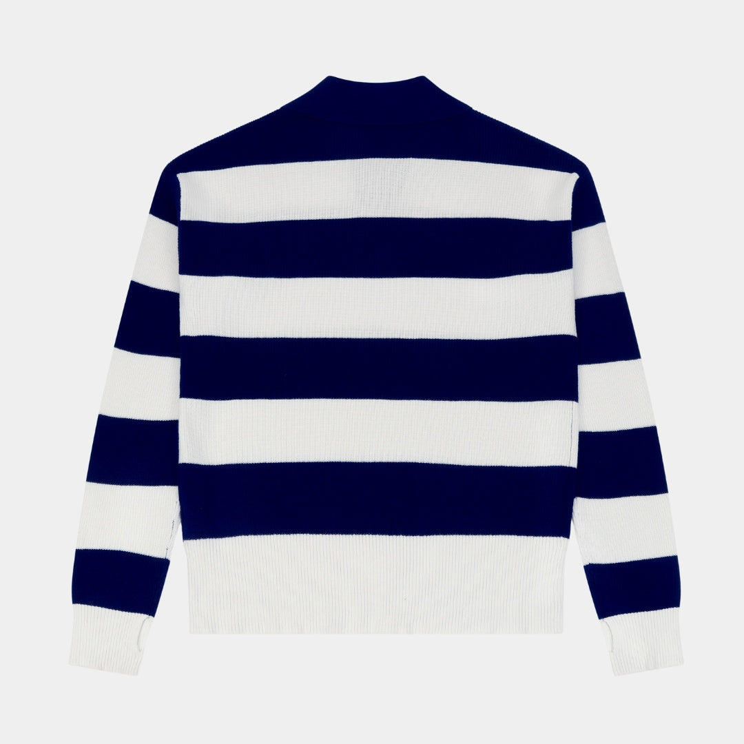 NDB Striped Rugby Polo Pullover Navy