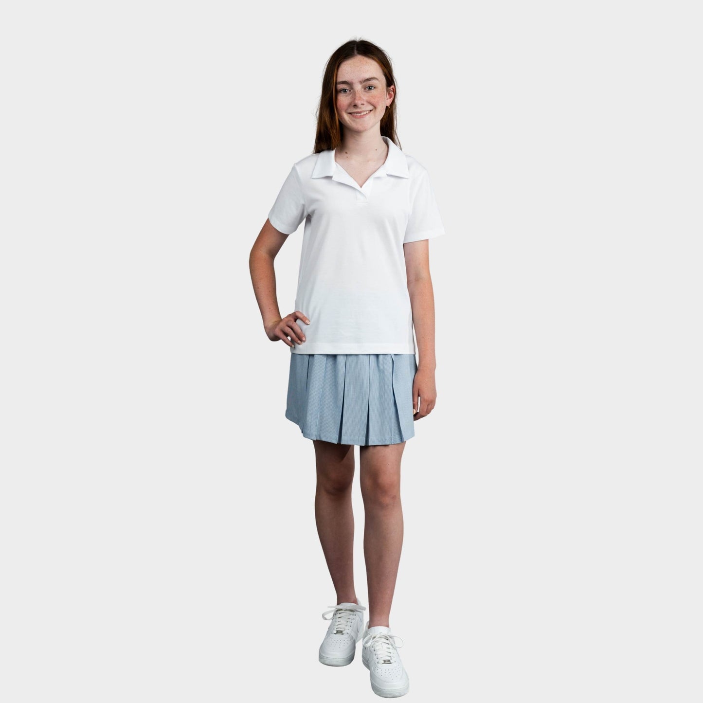 Classic Pleated Skirt Light Blue Pin Feather
