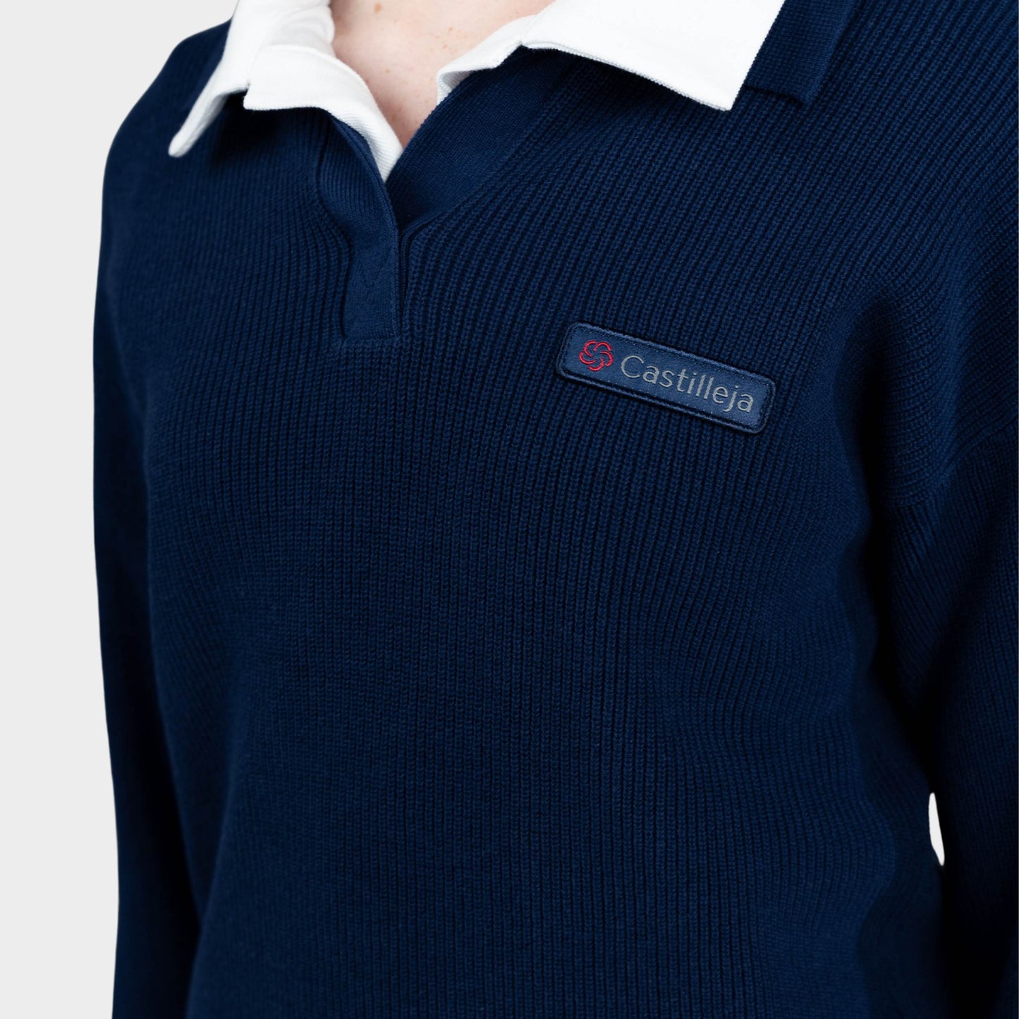 Castilleja Solid Rugby Polo Pullover Navy