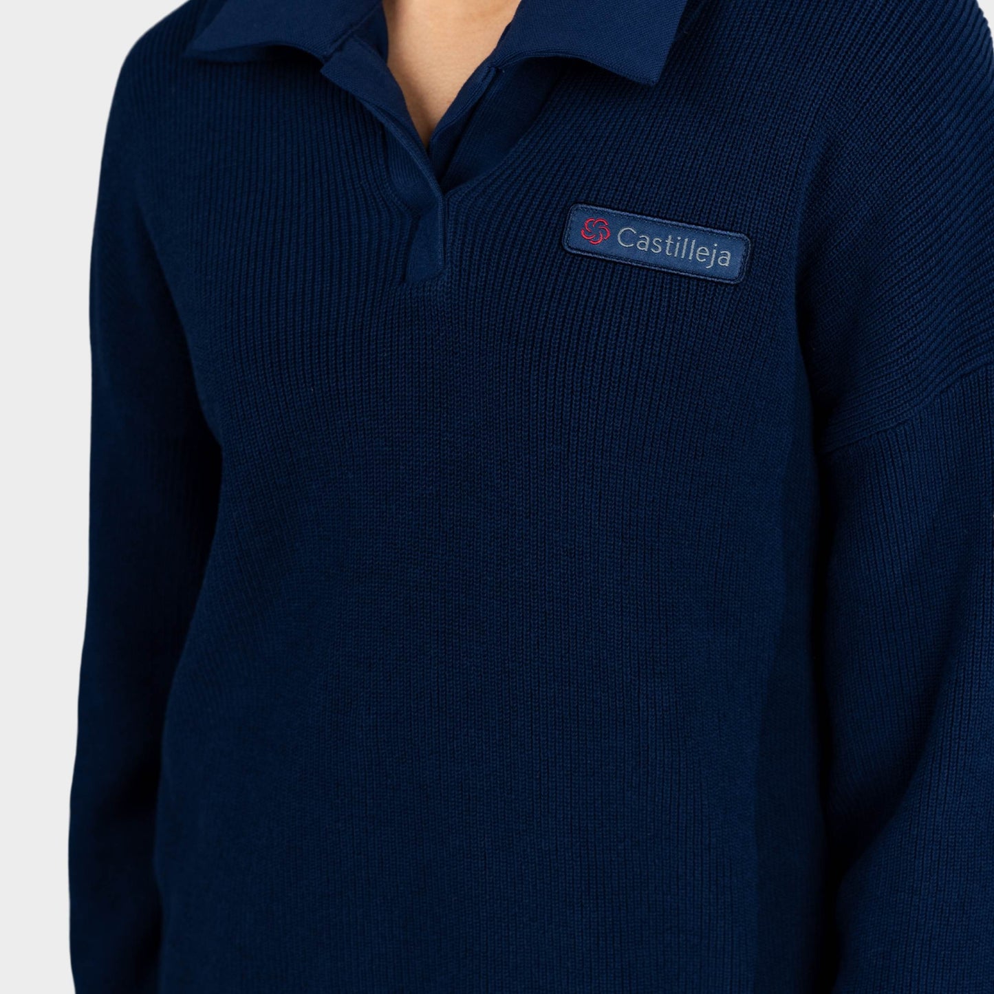 Castilleja Solid Rugby Polo Pullover Navy