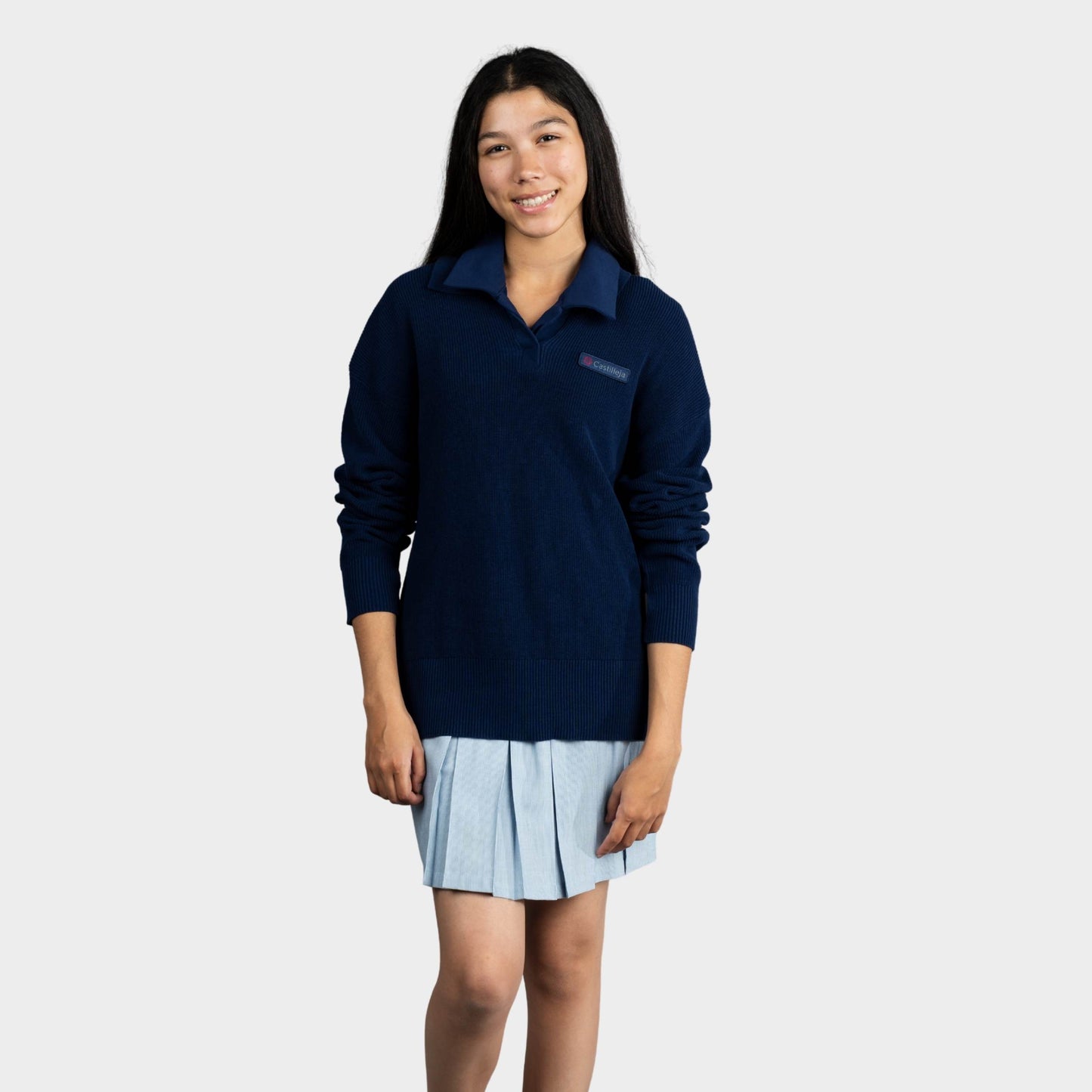 Castilleja Solid Rugby Polo Pullover Navy