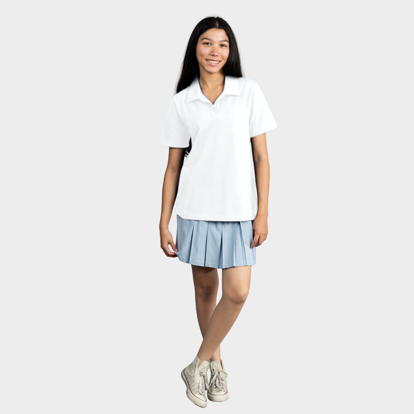Classic Pleated Skirt Light Blue Pin Feather