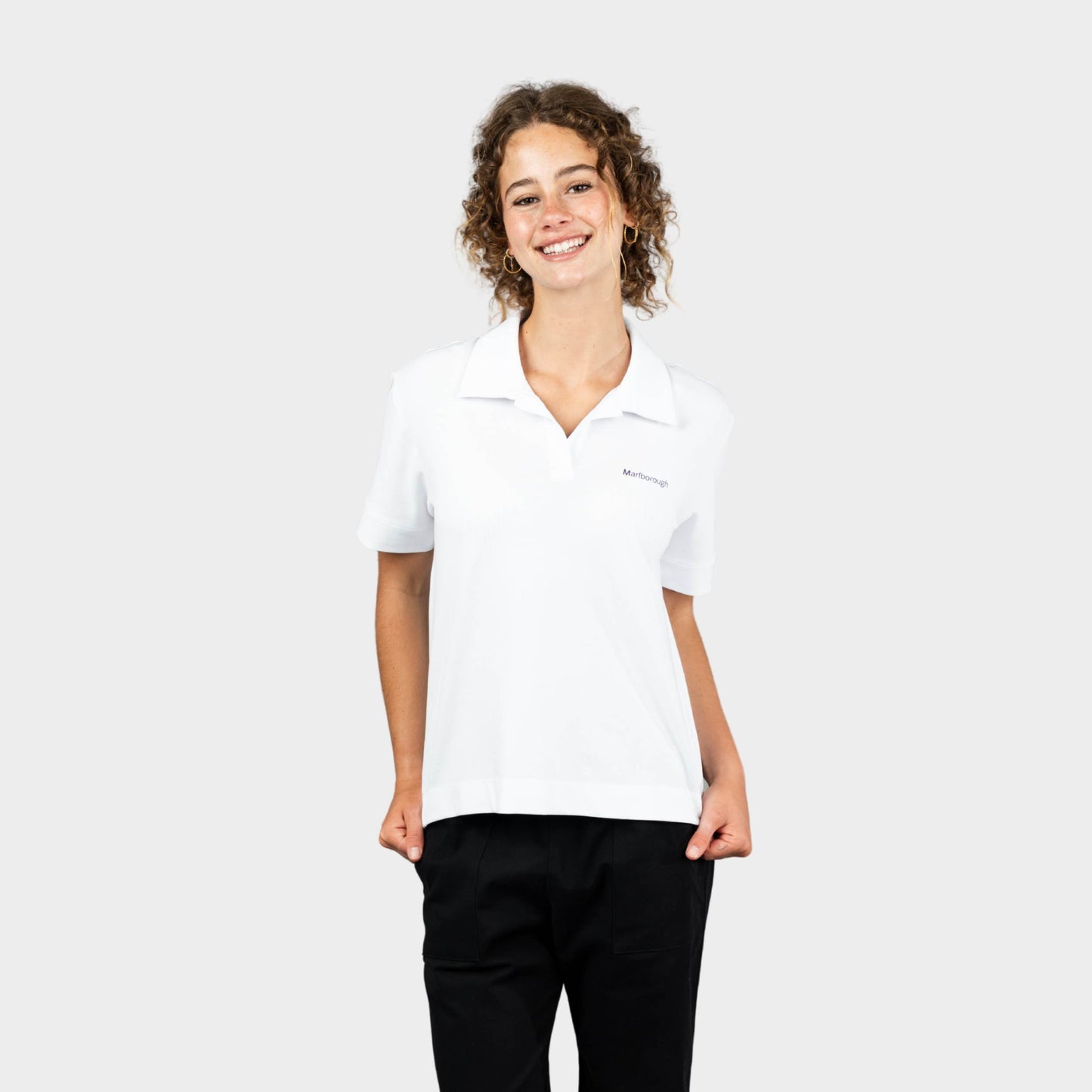 Marlborough Breezy Boxy Short Sleeve Polo White