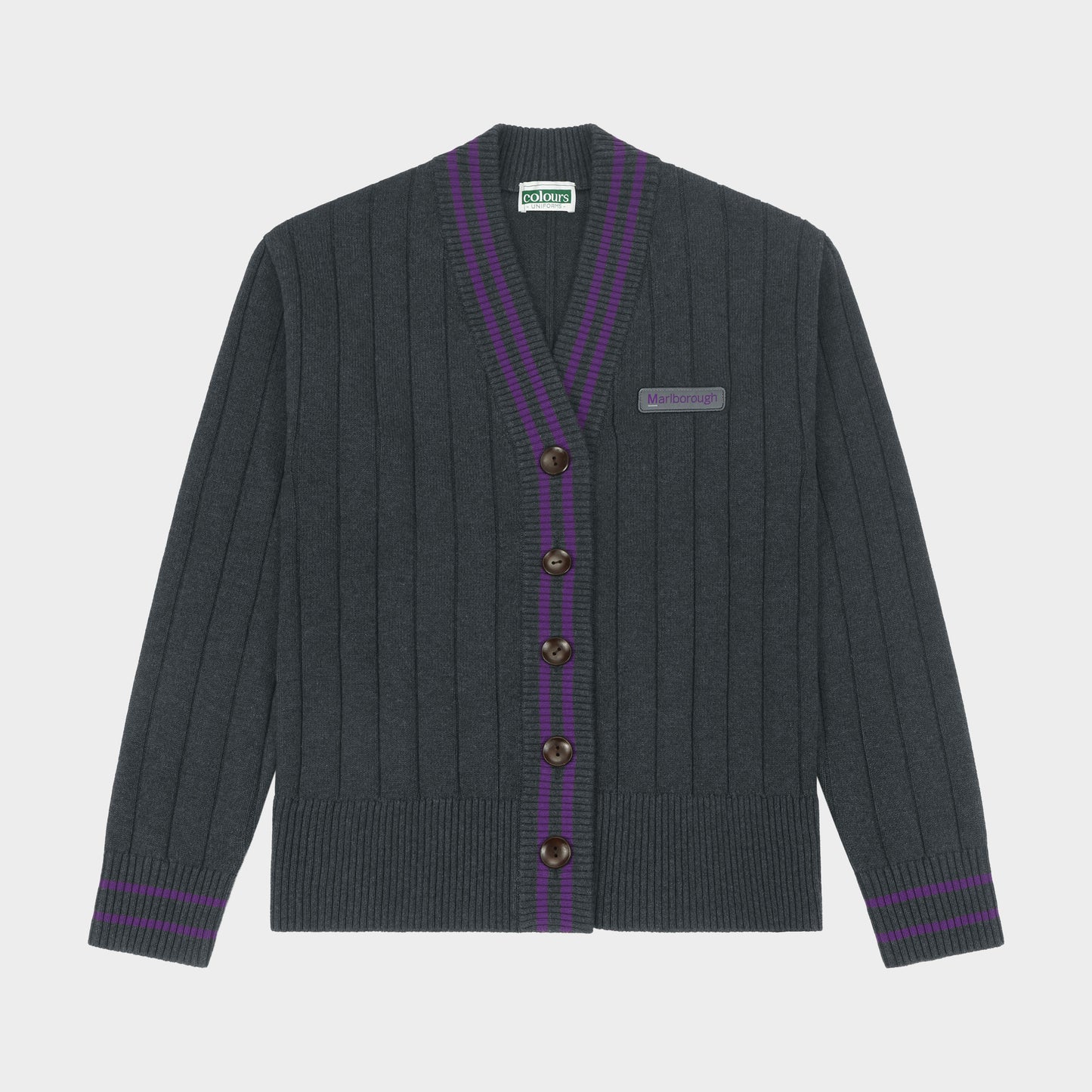 Marlborough Letterman V-Neck Cardigan Charcoal
