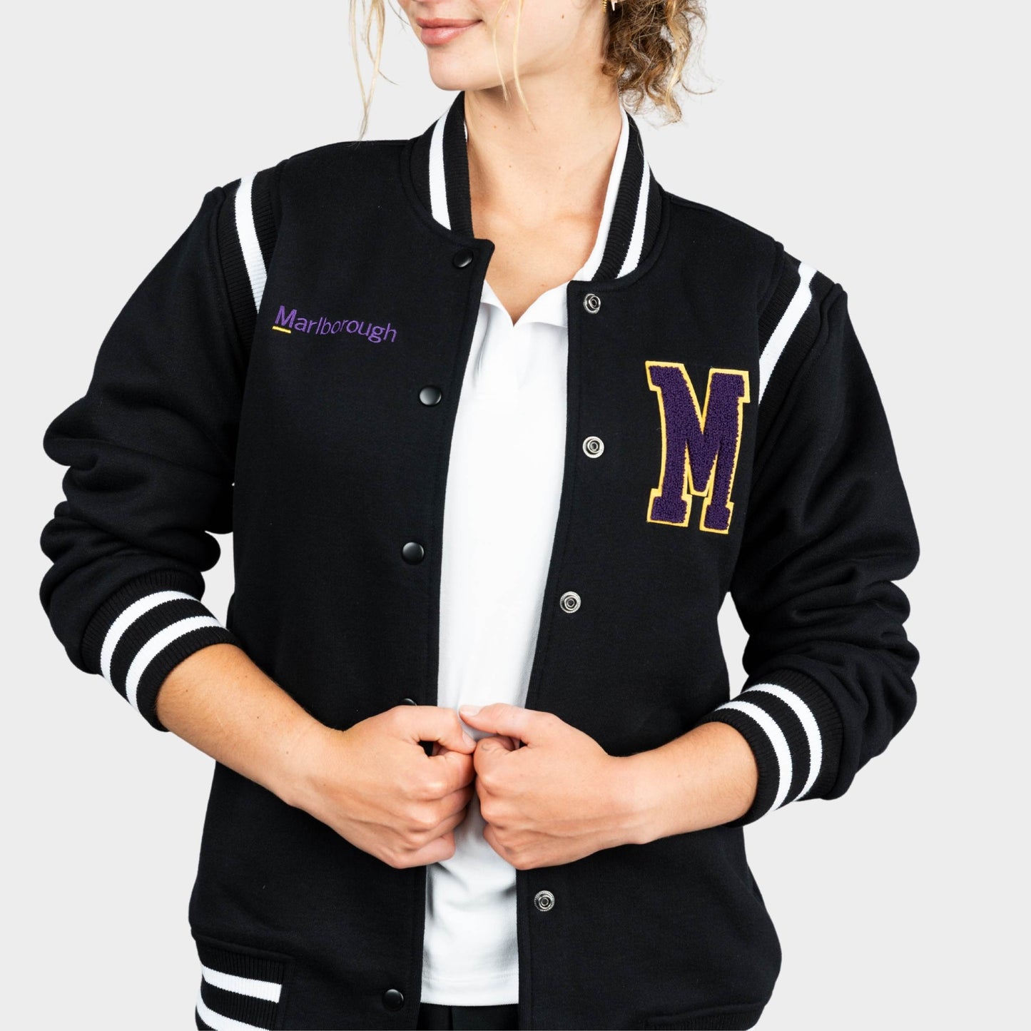 Marlborough Fleece Varsity Jacket Black