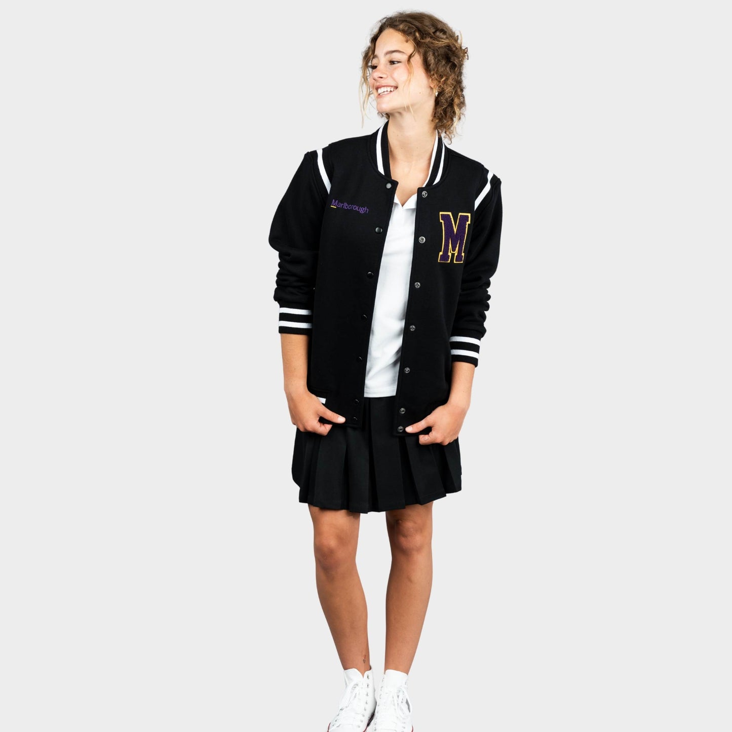 Marlborough Fleece Varsity Jacket Black