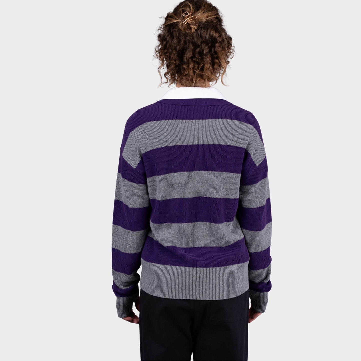 Marlborough Striped Rugby Polo Pullover Charcoal