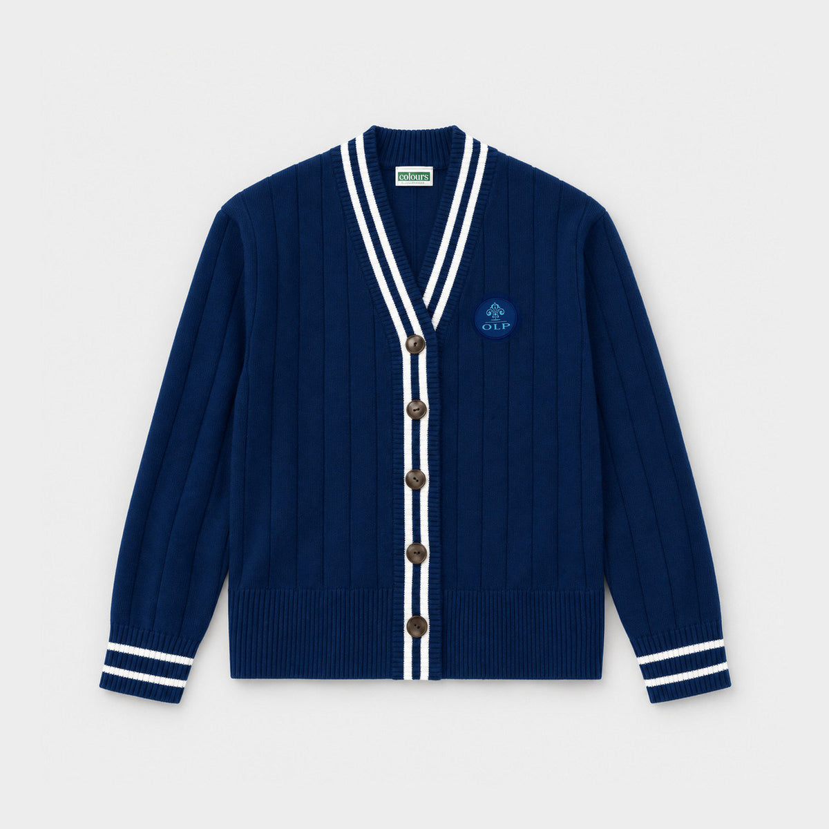 AOLP Letterman V-Neck Cardigan Navy