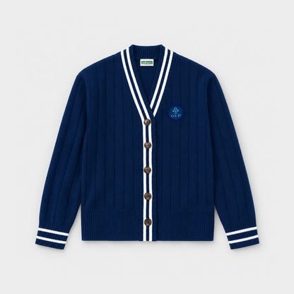 AOLP Letterman V-Neck Cardigan Navy