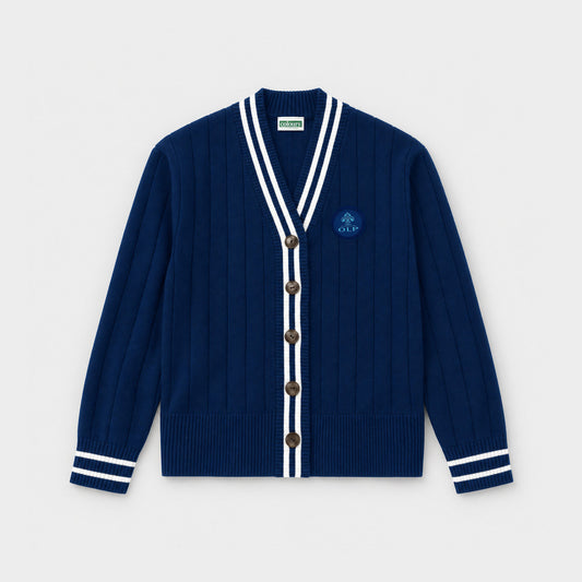 AOLP Letterman V-Neck Cardigan Navy
