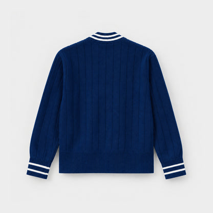 AOLP Letterman V-Neck Cardigan Navy
