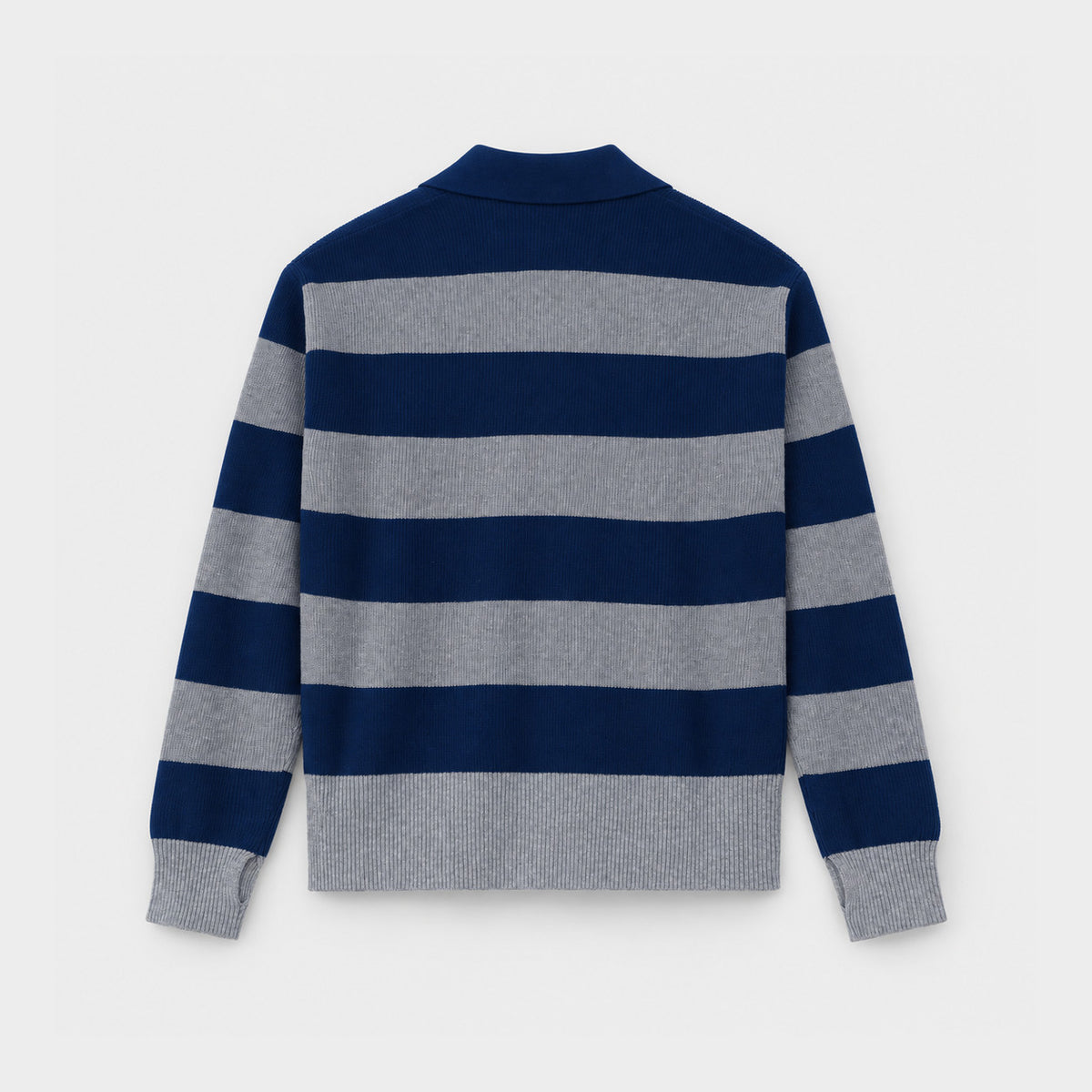 AOLP Striped Rugby Polo Pullover Navy