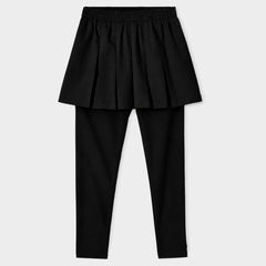 Modern Pleated Skirt with Long Leggings Black