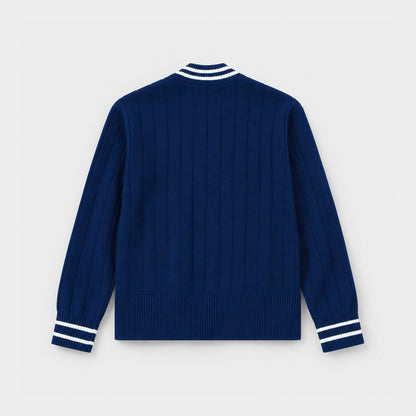 AOLP Letterman V-Neck Cardigan Navy