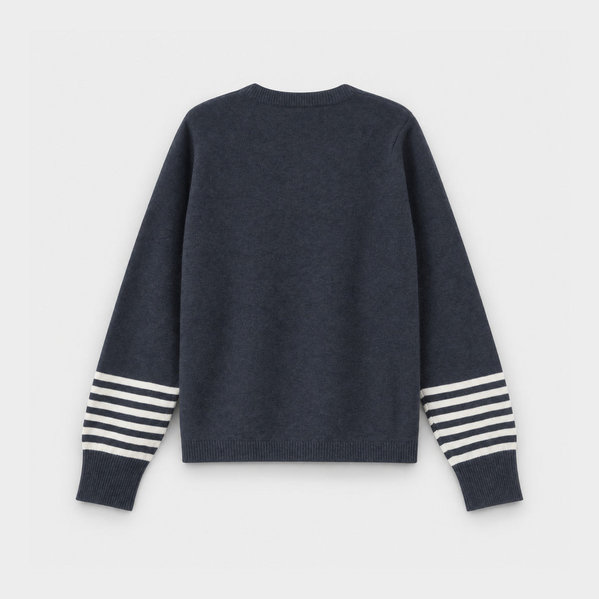 AOLP Crew Neck Pullover with Striped Sleeves Charcoal