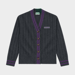 Marlborough Letterman V-Neck Cardigan Charcoal