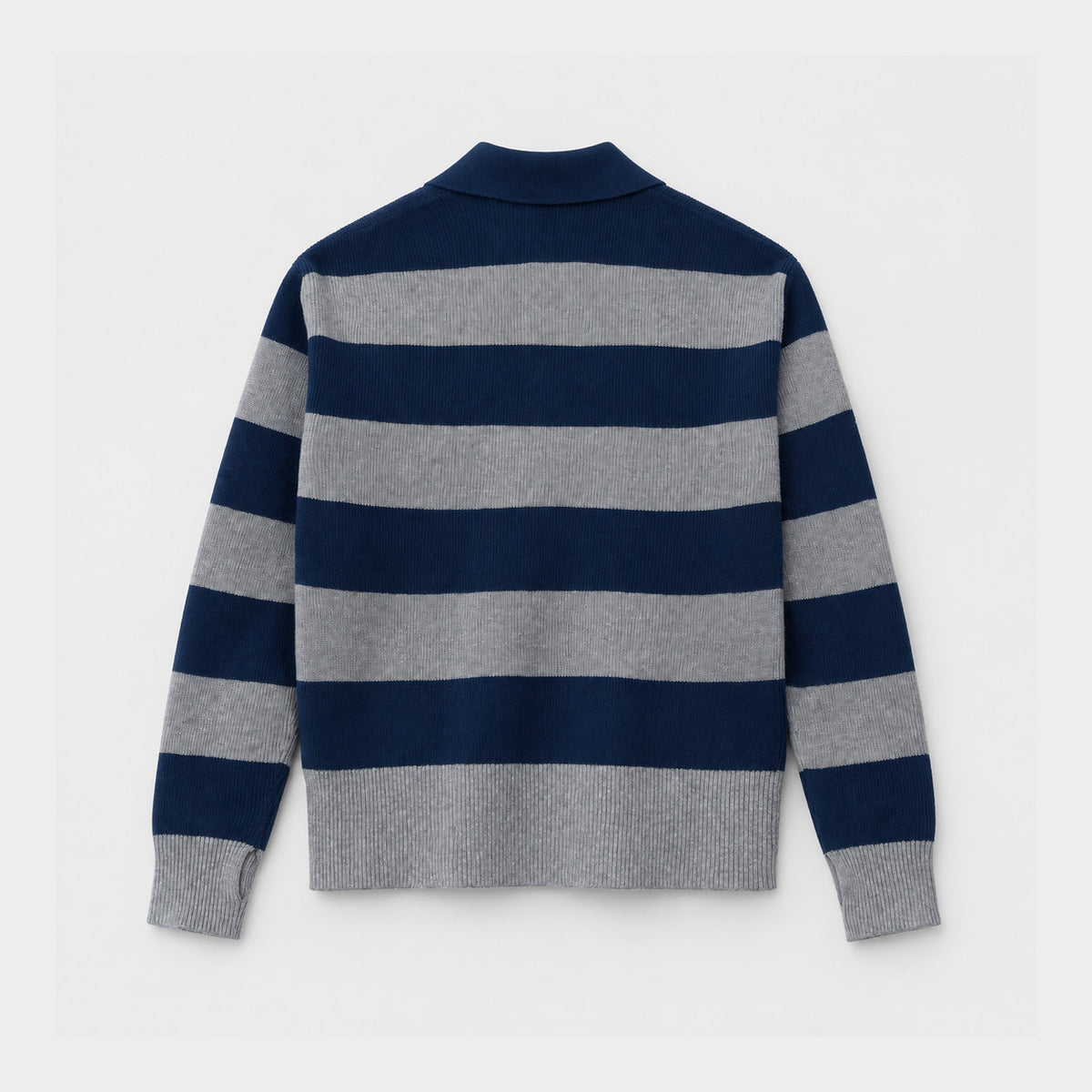 AOLP Striped Rugby Polo Pullover Navy