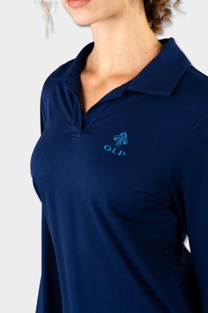 AOLP Cozy Long Sleeve Polo Navy