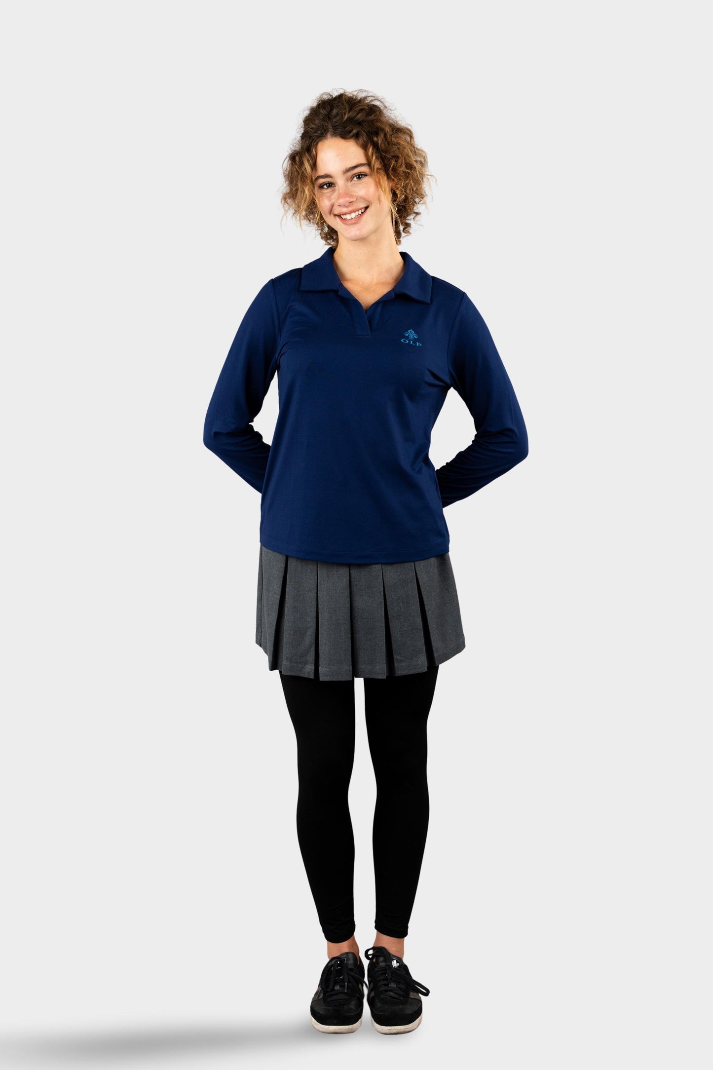 AOLP Cozy Long Sleeve Polo Navy