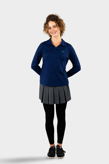 AOLP Cozy Long Sleeve Polo Navy