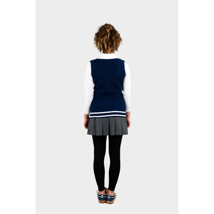 AOLP Letterman Striped Sweater Vest Navy