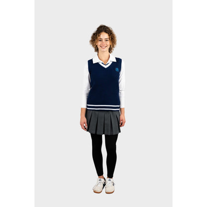 AOLP Letterman Striped Sweater Vest Navy