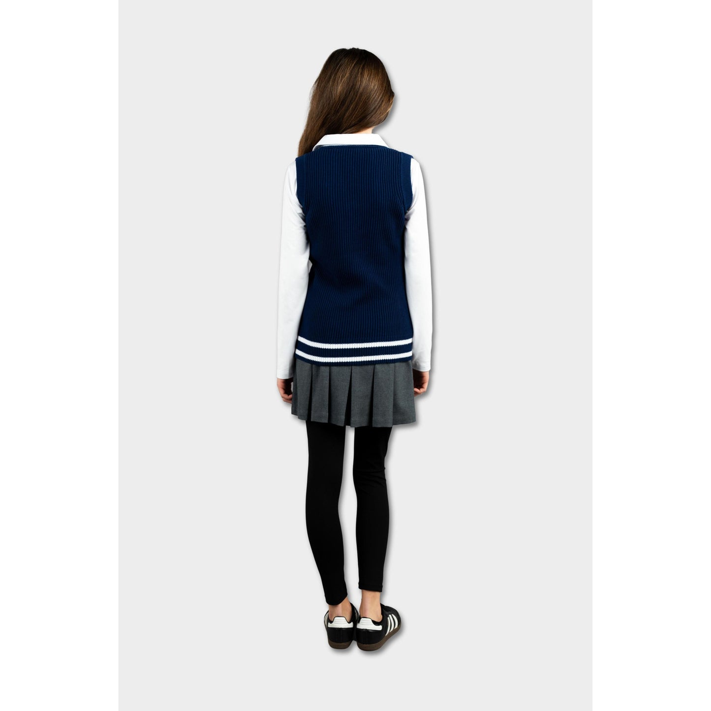AOLP Letterman Striped Sweater Vest Navy