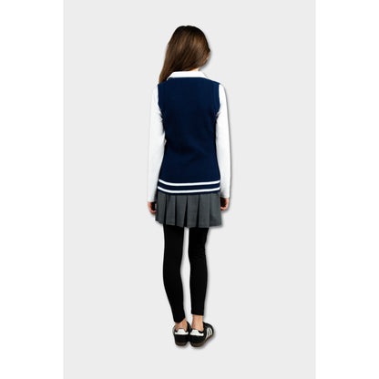 AOLP Letterman Striped Sweater Vest Navy