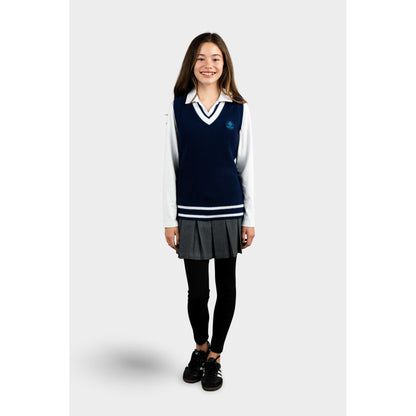 AOLP Letterman Striped Sweater Vest Navy