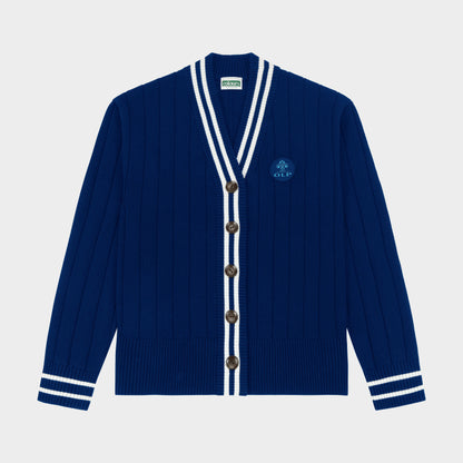 AOLP Letterman V-Neck Cardigan Navy