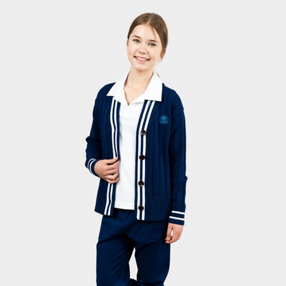 AOLP Letterman V-Neck Cardigan Navy