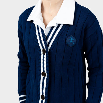 AOLP Letterman V-Neck Cardigan Navy